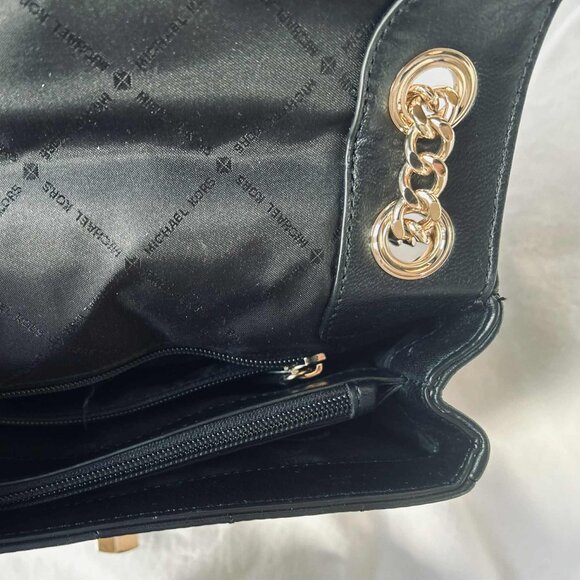 MICHAEL KORS Sloan Black Quilted Leather Shoulder Bag with Gold Chain Strap - Picture 8 of 10